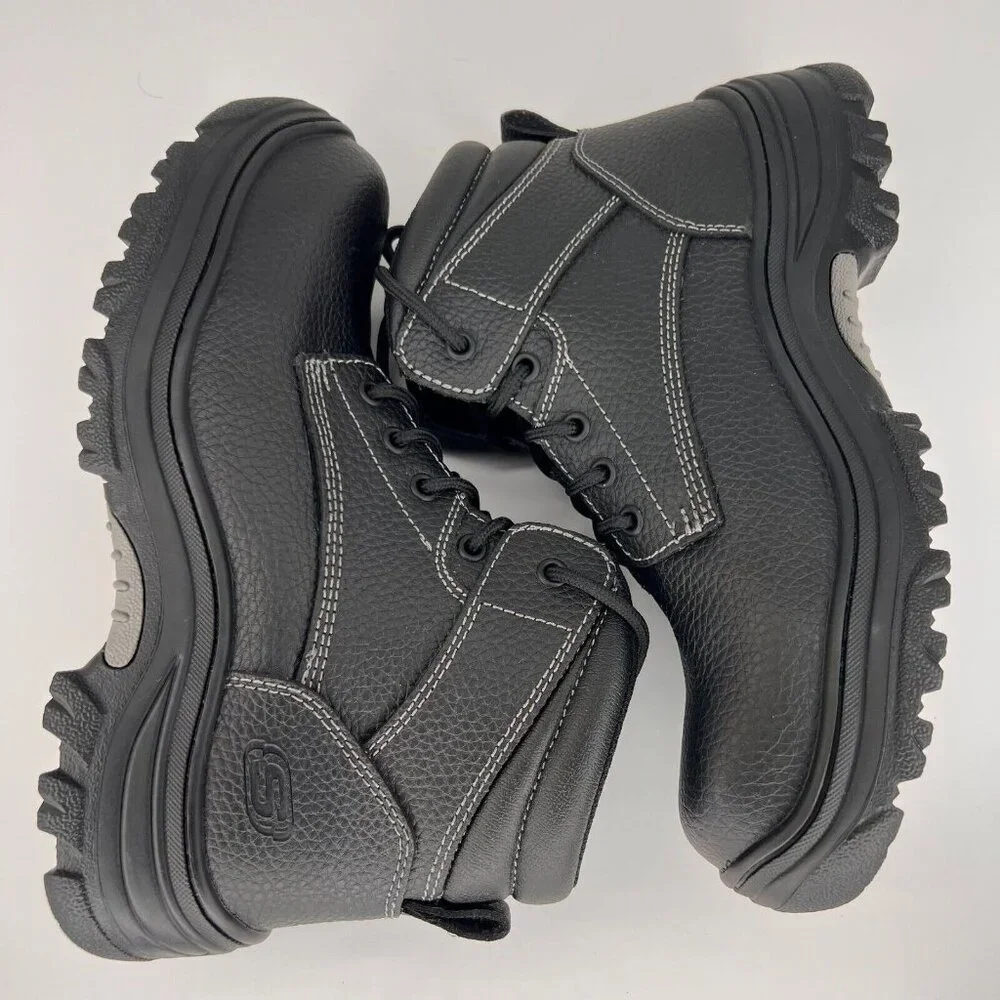 Skechers Mens 77143 Burgin Tarlac Steel Toe Industrial Leather Size 8 Work Boots